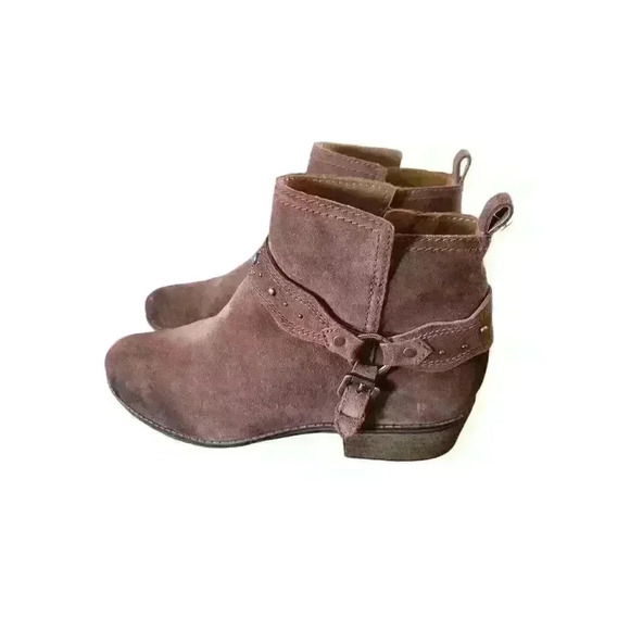 Zodiac Womens Suede Ankle Boots Side Zip Buckle Studded Low Heel Brown Size 11 - Picture 2 of 10